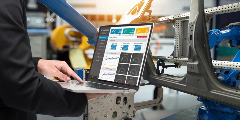 laptop being used on factory floor